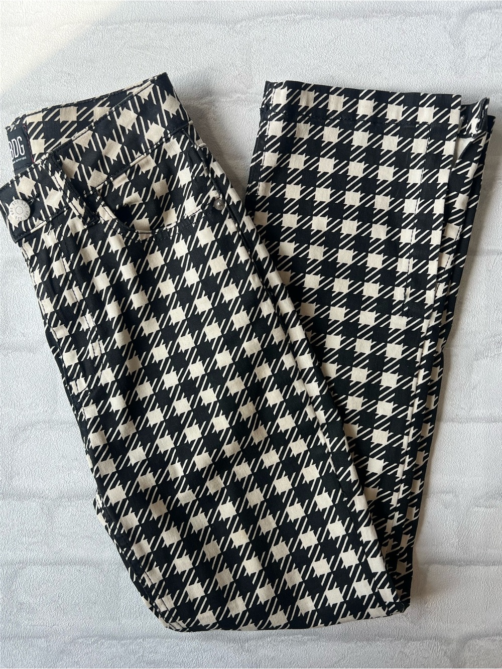 BDG Black and White Houndstooth High-Rise Pants retro y2k indie‎